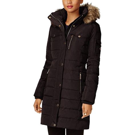 michael kors hooded puffer coat|quilted woven hooded puffer jacket.